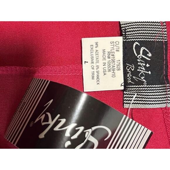 Slinky Brand HSN Dress Large Pink Sheath Knit SS with Silver Buckle Accent  NWT - Picture 9 of 13